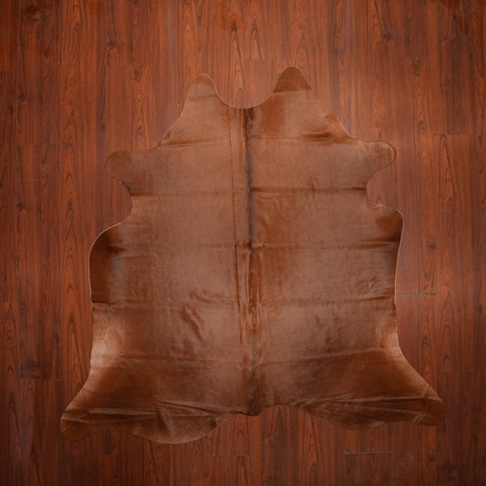 Rich Chestnut Brown cow hide rug, 202 x 198 cm, genuine cowhide
