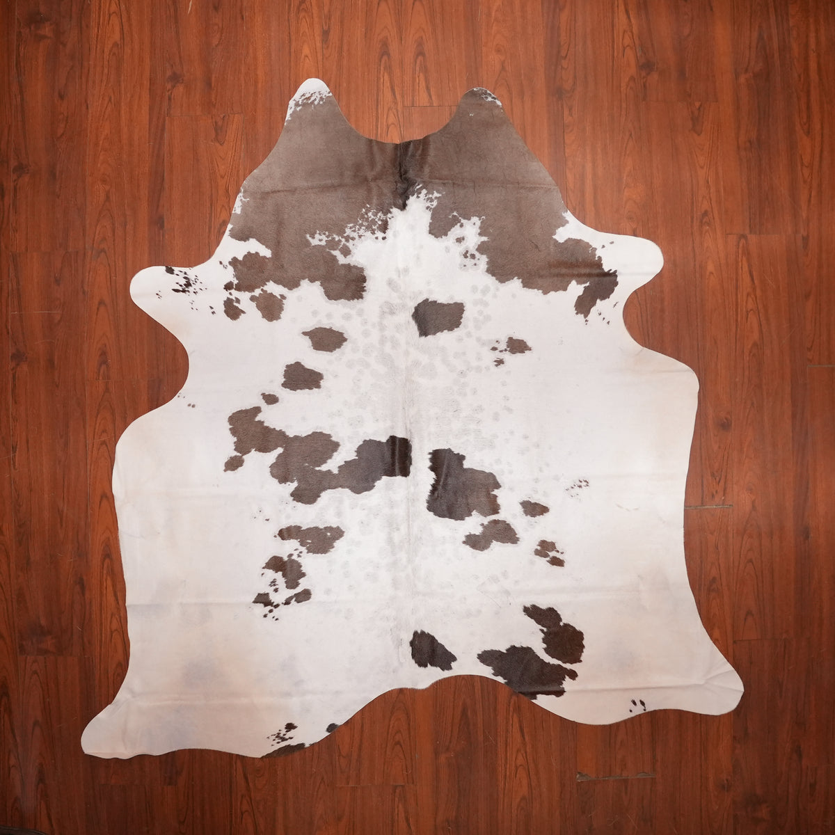 Muted Patchy Brown cow hide rug, 203 x 199 cm, genuine cowhide