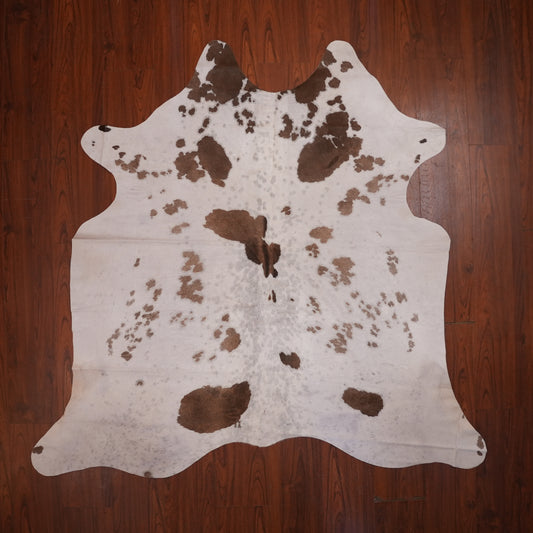 Speckled Cream Brown cow hide rug, 203 x 210 cm, genuine cowhide
