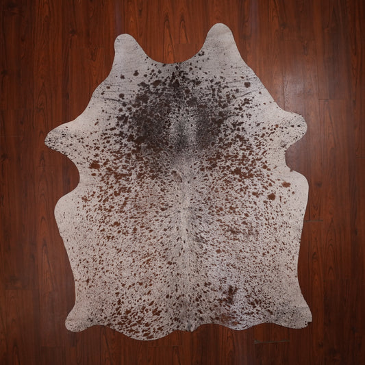 Speckled Brown cow hide rug, 207 x 166 cm, genuine cowhide
