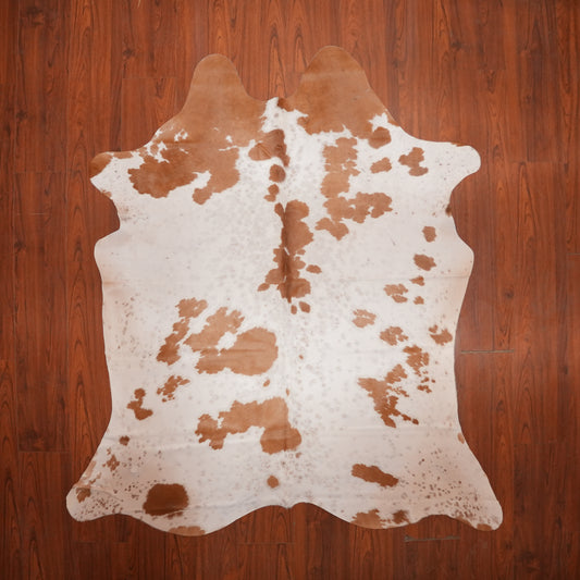 Caramel Patches Brown cow hide rug, 207 x 189 cm, genuine cowhide