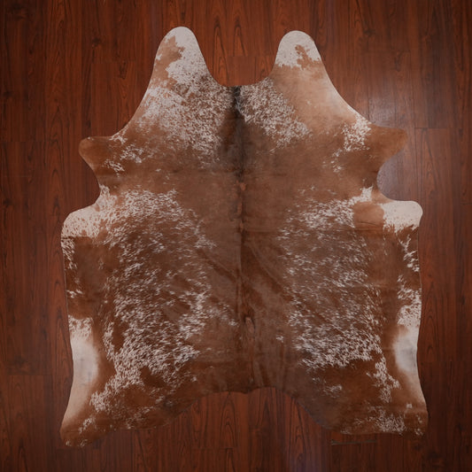 Speckled Russet Brown cow hide rug, 209 x 192 cm, genuine cowhide