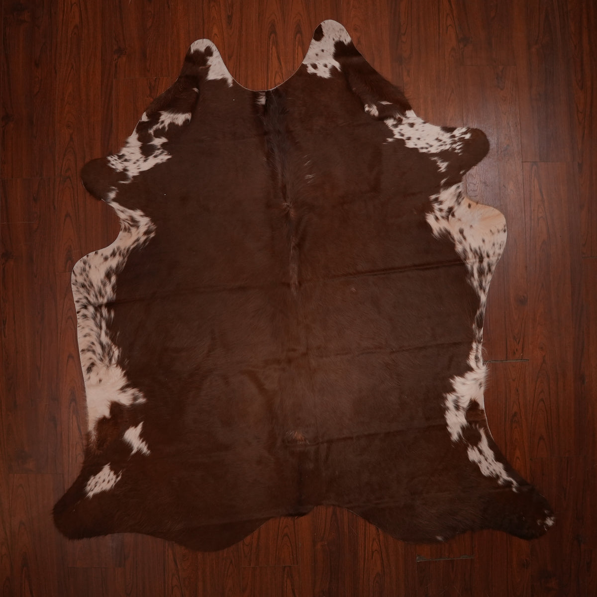 Rich Chestnut Brown cow hide rug, 212 x 205 cm, genuine cowhide
