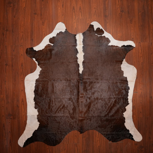 Chocolate Spine-Stripe Brown cow hide rug, 216 x 204 cm, genuine cowhide