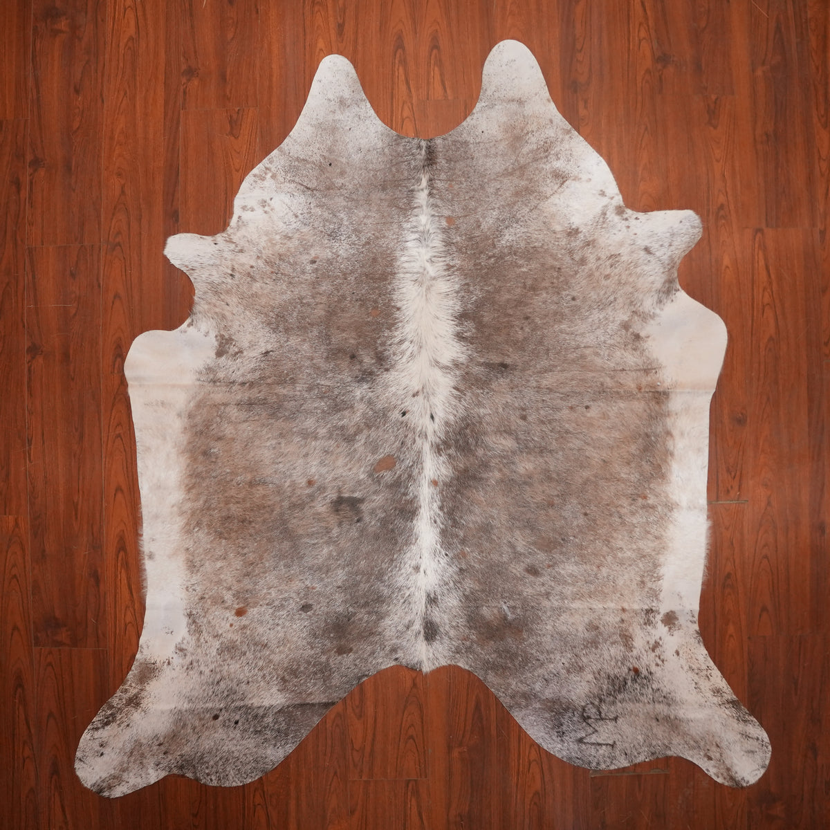 Salt-and-Pepper Brown cow hide rug, 222 x 211 cm, genuine cowhide