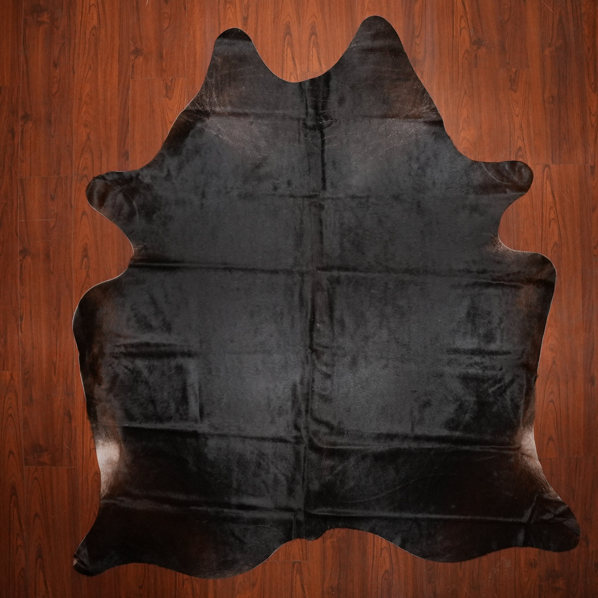 Solid Black Brown cow hide rug, 234 x 210 cm, genuine cowhide