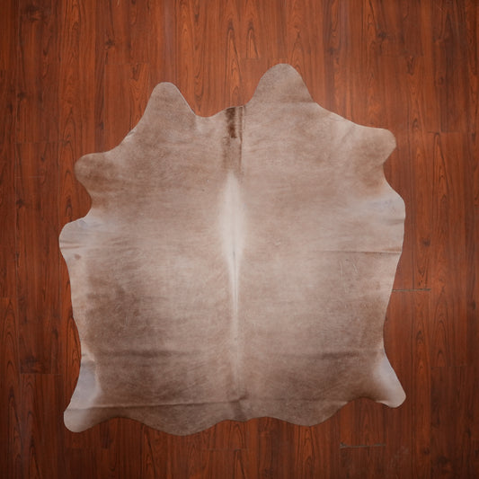 Soft Taupe Dun cow hide rug, 189 x 179 cm, genuine cowhide