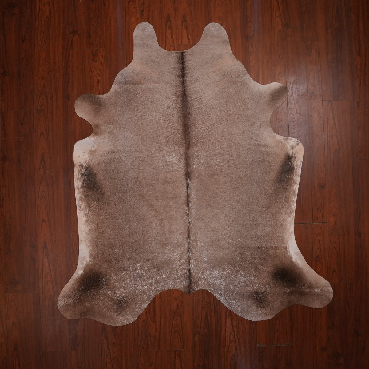 Soft Taupe Dun cow hide rug, 202 x 183 cm, genuine cowhide