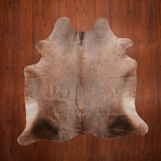 Soft Speckled Dun cow hide rug, 211 x 204 cm, genuine cowhide