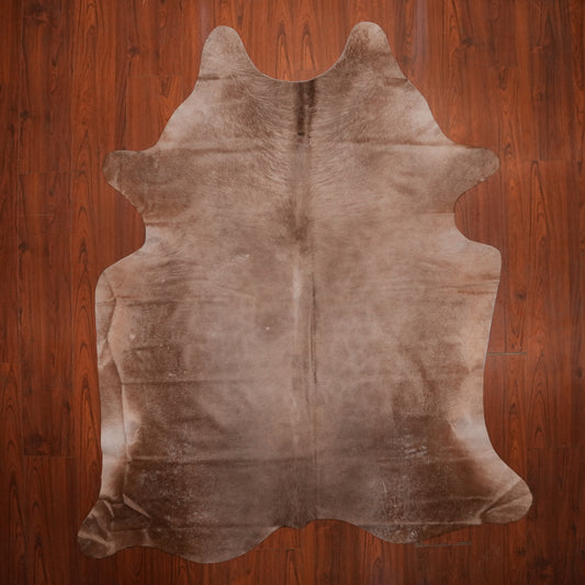 Soft Mushroom Dun cow hide rug, 228 x 195 cm, genuine cowhide