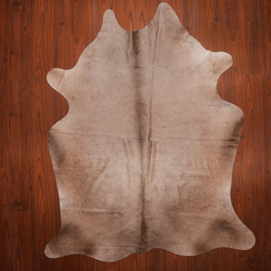Soft Taupe Dun cow hide rug, 233 x 195 cm, genuine cowhide