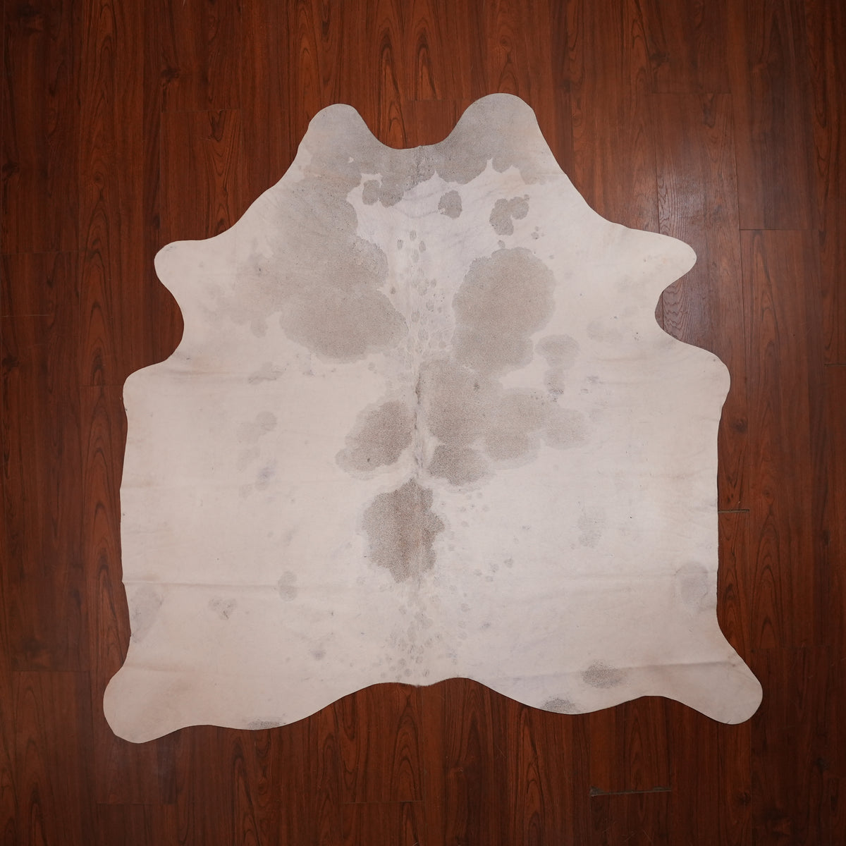 Pale Patchy Grey cow hide rug, 195 x 191 cm, genuine cowhide