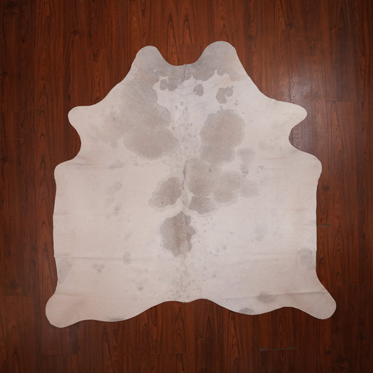 Pale Patchy Grey cow hide rug, 195 x 191 cm, genuine cowhide