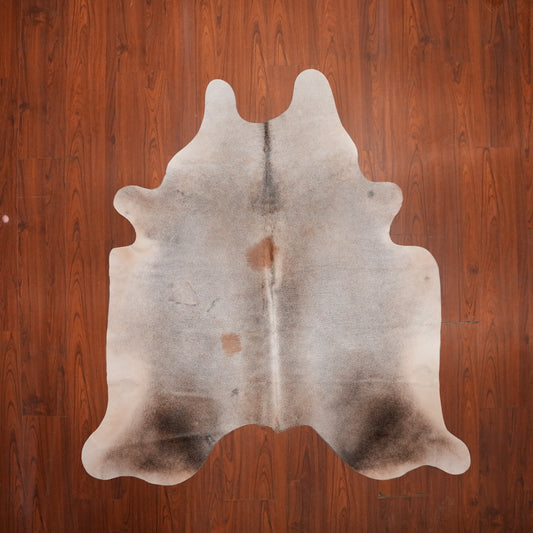 Soft Dove Grey cow hide rug, 196 x 184 cm, genuine cowhide