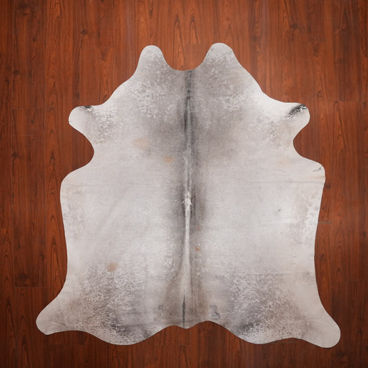Soft Frosted Grey cow hide rug, 202 x 208 cm, genuine cowhide