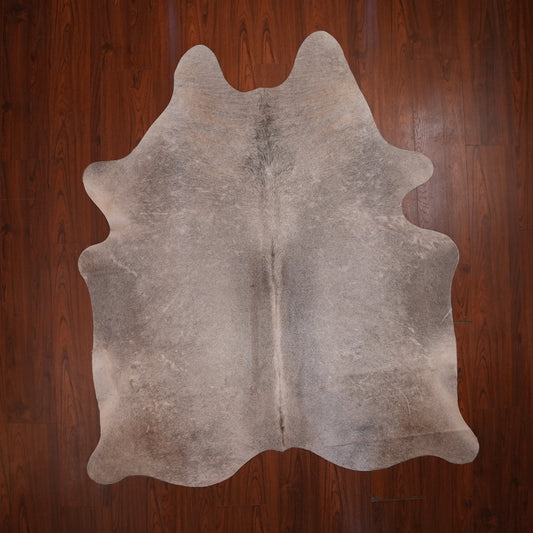 Soft Salt-and-Pepper Grey cow hide rug, 203 x 181 cm, genuine cowhide