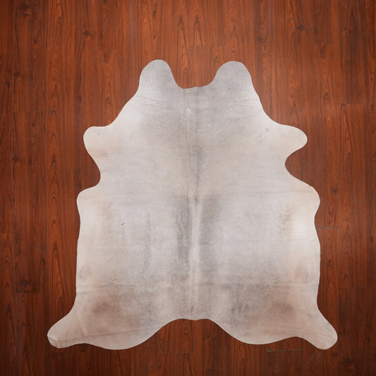 Misty Pale Grey cow hide rug, 203 x 193 cm, genuine cowhide