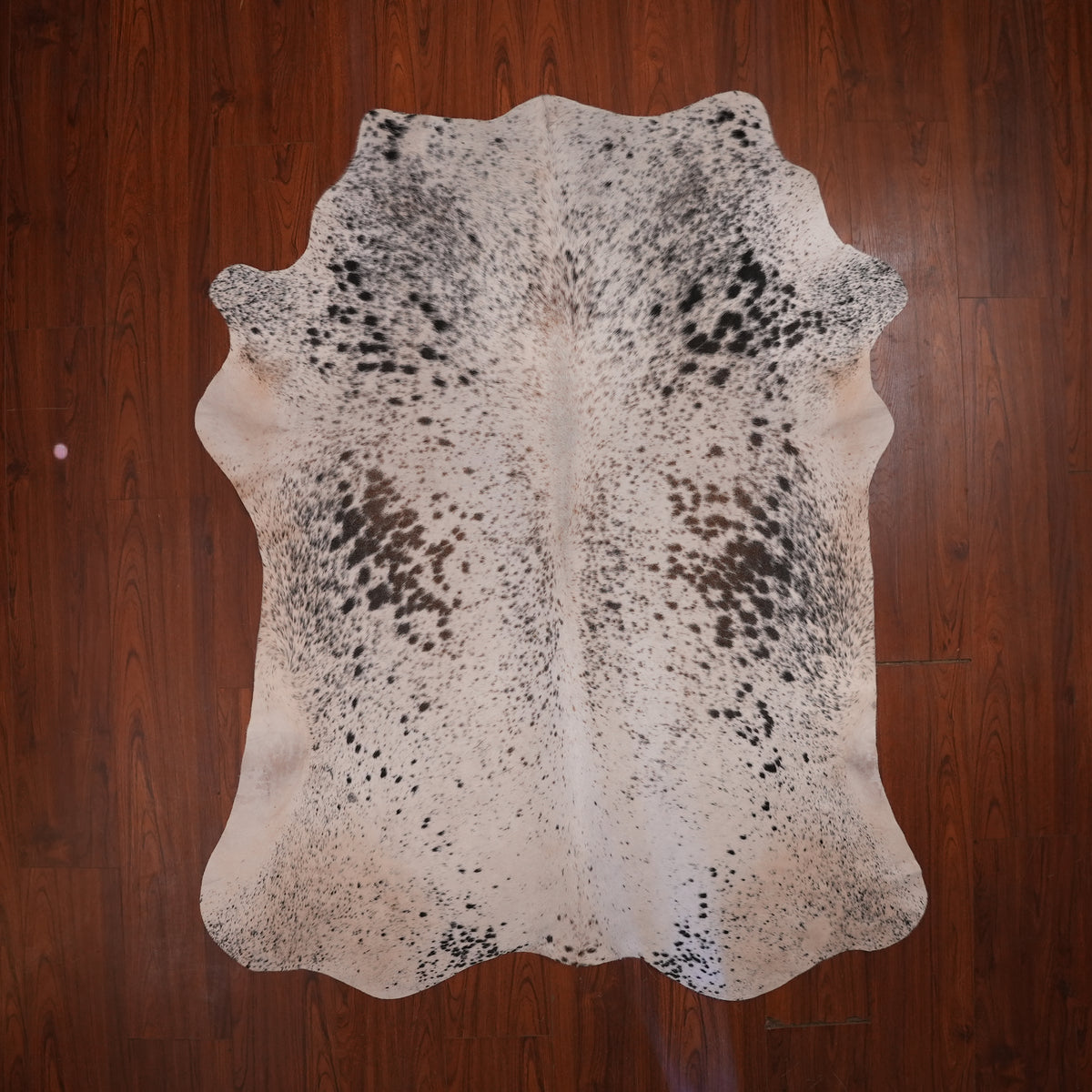 Nguni hide rug in salt-and-pepper black, 205 x 163 cm, genuine Nguni cow hide