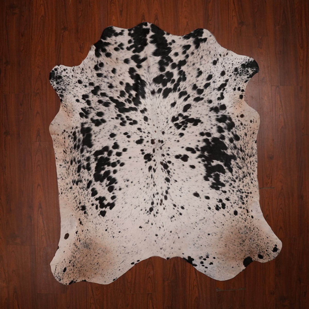 Nguni hide rug in speckled black, 205 x 186 cm, genuine Nguni cow hide