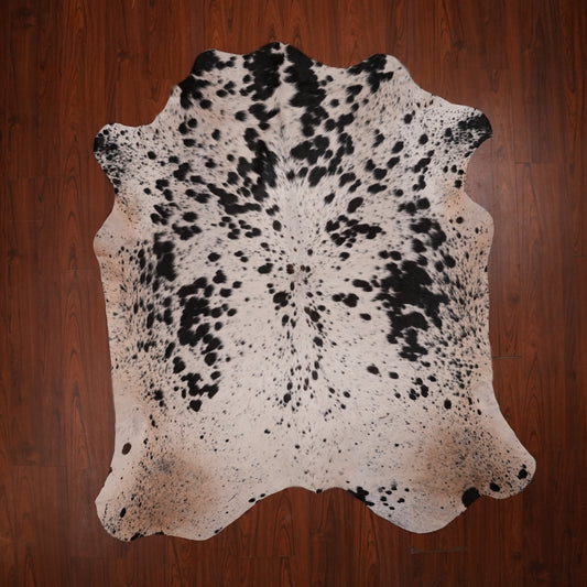 Nguni hide rug in speckled black, 205 x 186 cm, genuine Nguni cow hide