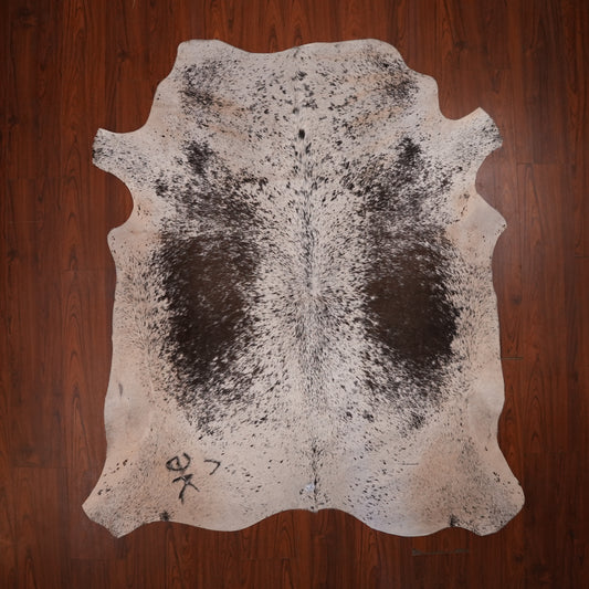 Nguni hide rug in salt-and-pepper black, 205 x 187 cm, genuine Nguni cow hide