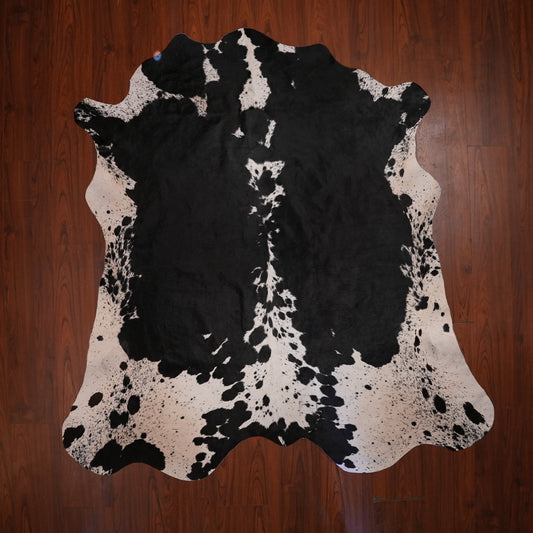 Nguni hide rug in high-contrast black, 207 x 201 cm, genuine Nguni cow hide