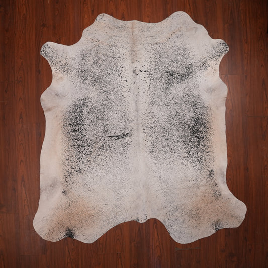Nguni hide rug in salt-and-pepper black, 214 x 201 cm, genuine Nguni cow hide