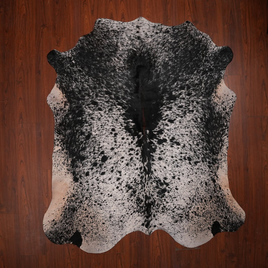 Nguni hide rug in salt-and-pepper black, 218 x 188 cm, genuine Nguni cow hide
