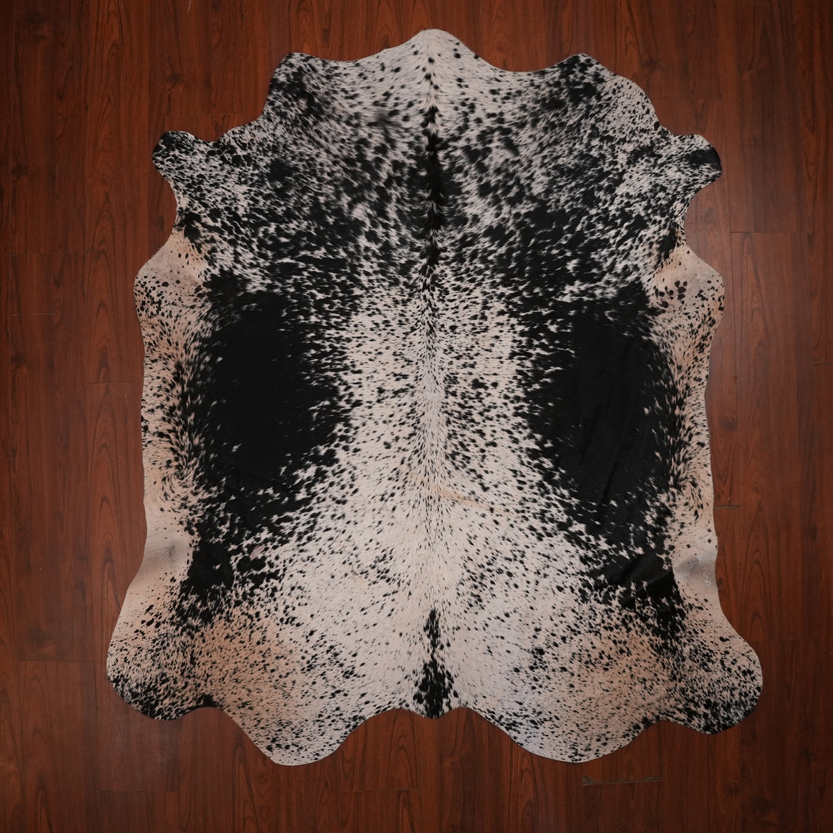 Nguni hide rug in speckled black, 222 x 195 cm, genuine Nguni cow hide
