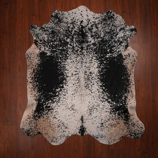 Nguni hide rug in speckled black, 222 x 195 cm, genuine Nguni cow hide