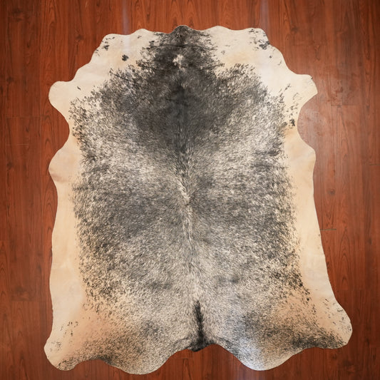 Nguni hide rug in salt-and-pepper black, 229 x 205 cm, genuine Nguni cow hide