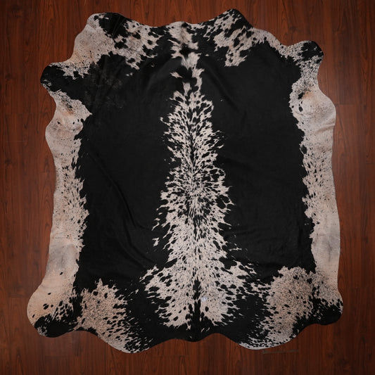 Nguni hide rug in high-contrast black, 229 x 210 cm, genuine Nguni cow hide