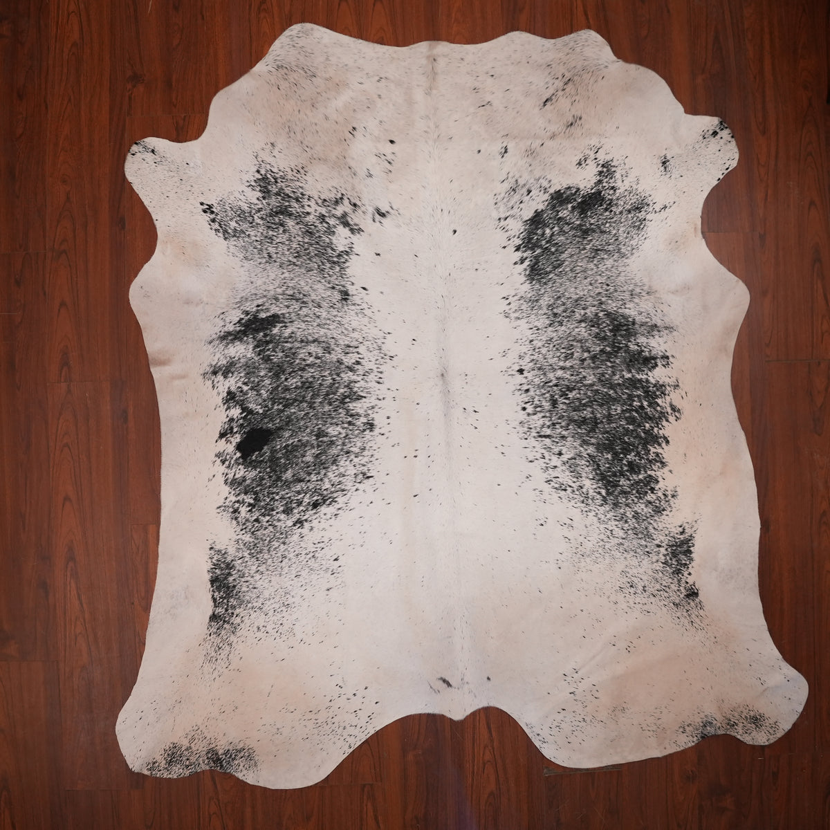 Nguni hide rug in speckled black, 230 x 213 cm, genuine Nguni cow hide
