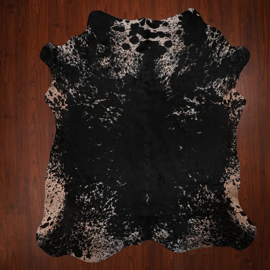 Nguni hide rug in speckled frost black, 231 x 202 cm, genuine Nguni cow hide
