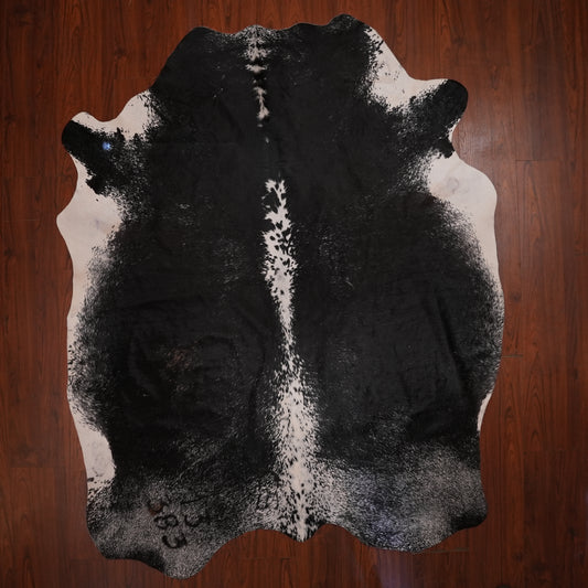 Nguni hide rug in speckled spine black, 233 x 181 cm, genuine Nguni cow hide