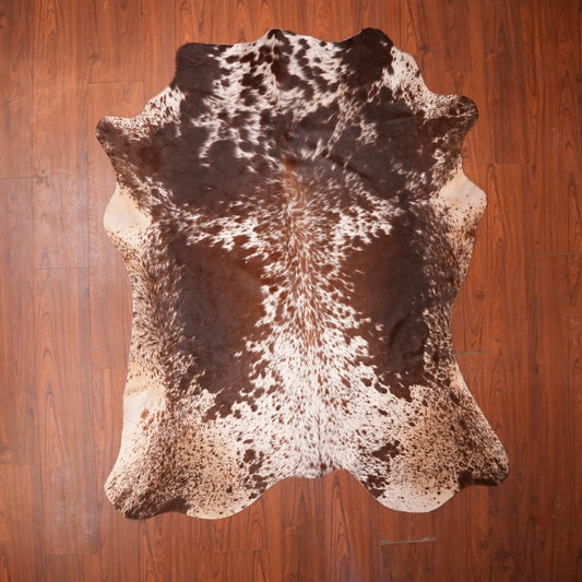 Nguni hide rug in dark speckled brown, 206 x 165 cm, genuine Nguni cow hide