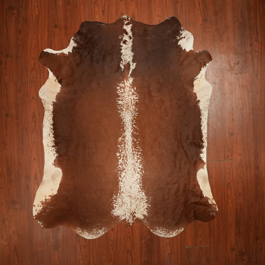 Nguni hide rug in speckled spine brown, 208 x 176 cm, genuine Nguni cow hide