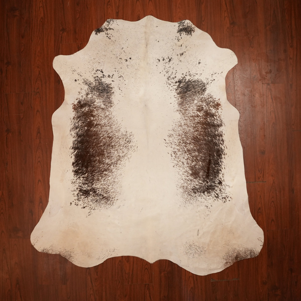 Nguni hide rug in speckled cream brown, 208 x 196 cm, genuine Nguni cow hide