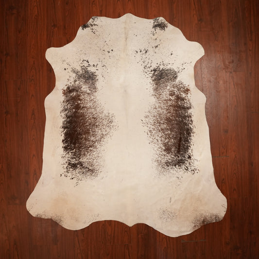 Nguni hide rug in speckled cream brown, 208 x 196 cm, genuine Nguni cow hide