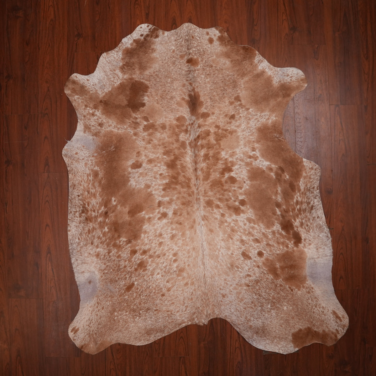 Nguni hide rug in speckled caramel brown, 215 x 184 cm, genuine Nguni cow hide