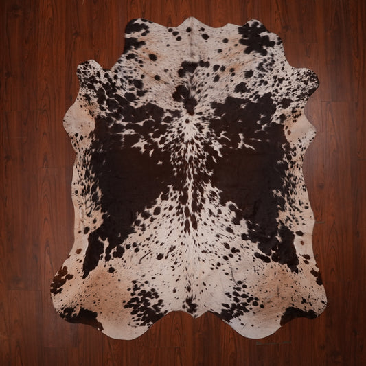 Nguni hide rug in chocolate speckled brown, 217 x 188 cm, genuine Nguni cow hide