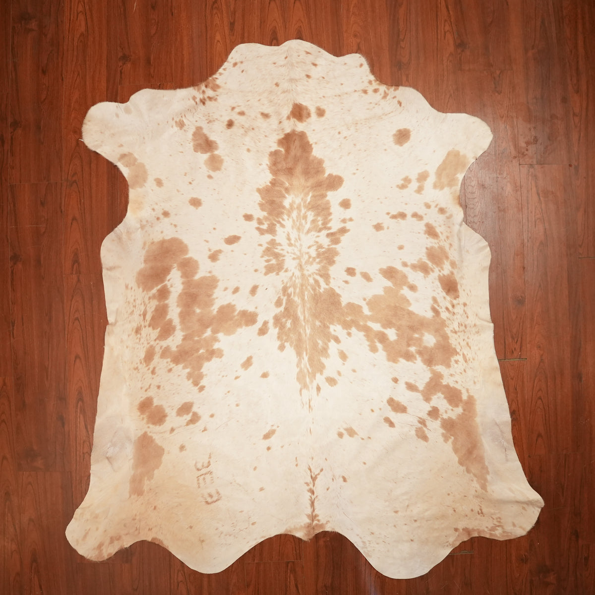 Nguni hide rug in caramel splashed brown, 223 x 203 cm, genuine Nguni cow hide