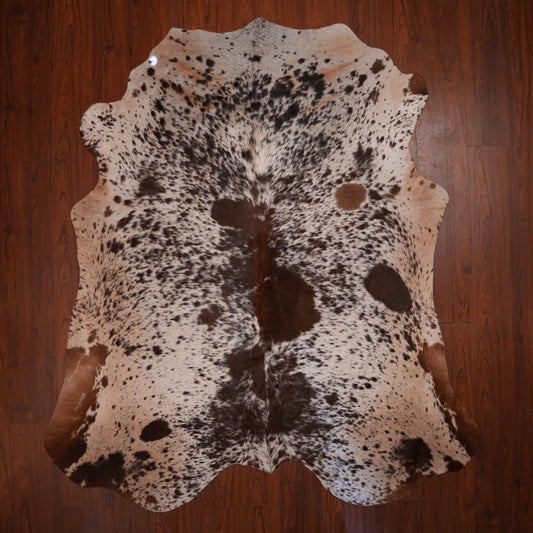 Nguni hide rug in finely speckled brown, 224 x 202 cm, genuine Nguni cow hide