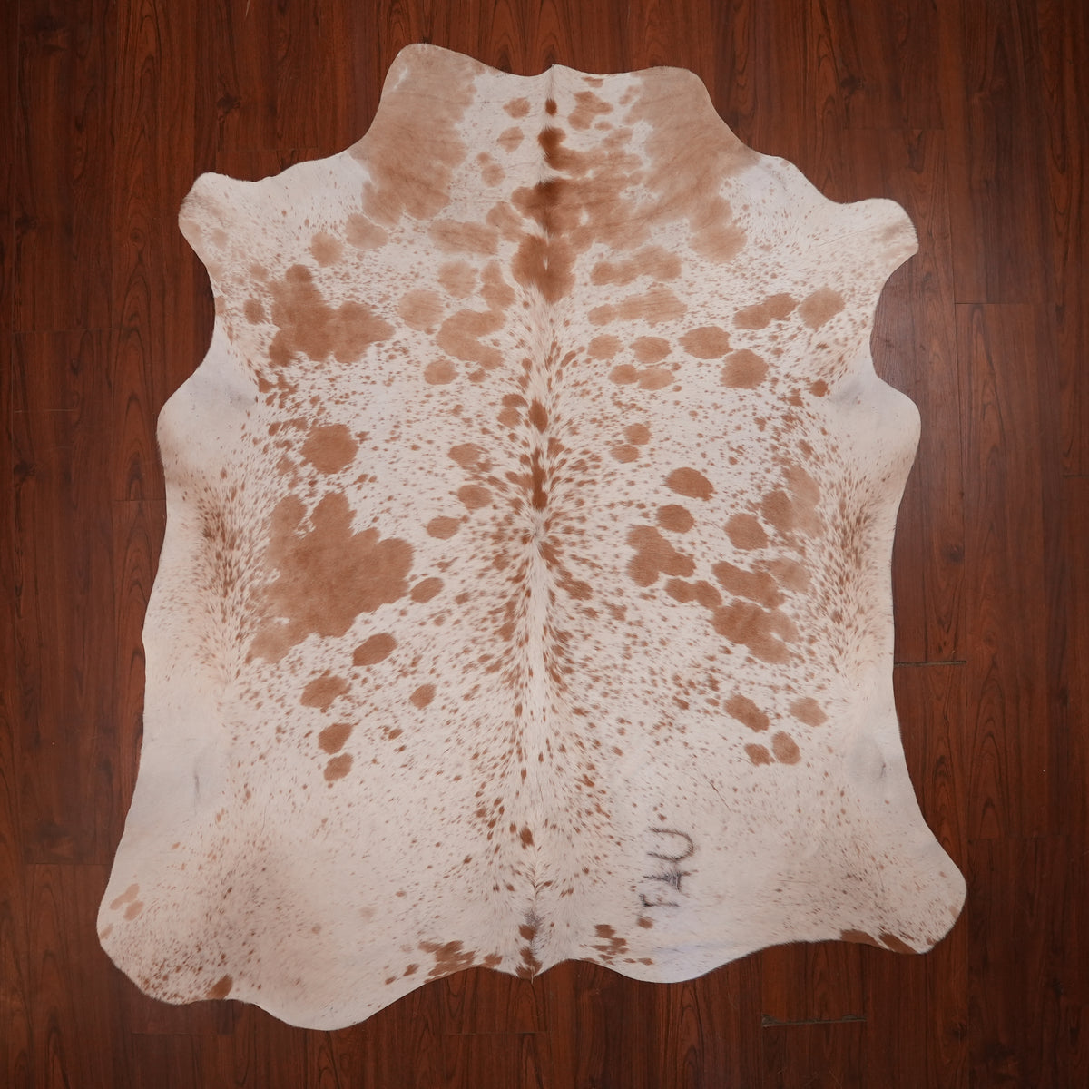 Nguni hide rug in speckled caramel brown, 225 x 198 cm, genuine Nguni cow hide
