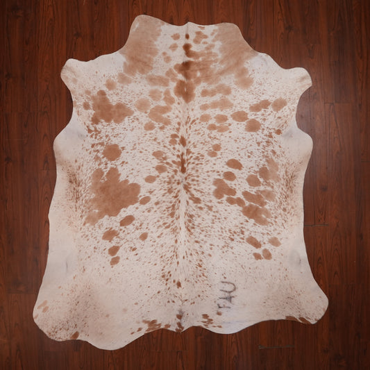 Nguni hide rug in speckled caramel brown, 225 x 198 cm, genuine Nguni cow hide