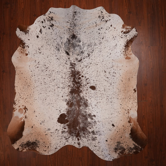 Nguni hide rug in speckled spine brown, 230 x 210 cm, genuine Nguni cow hide