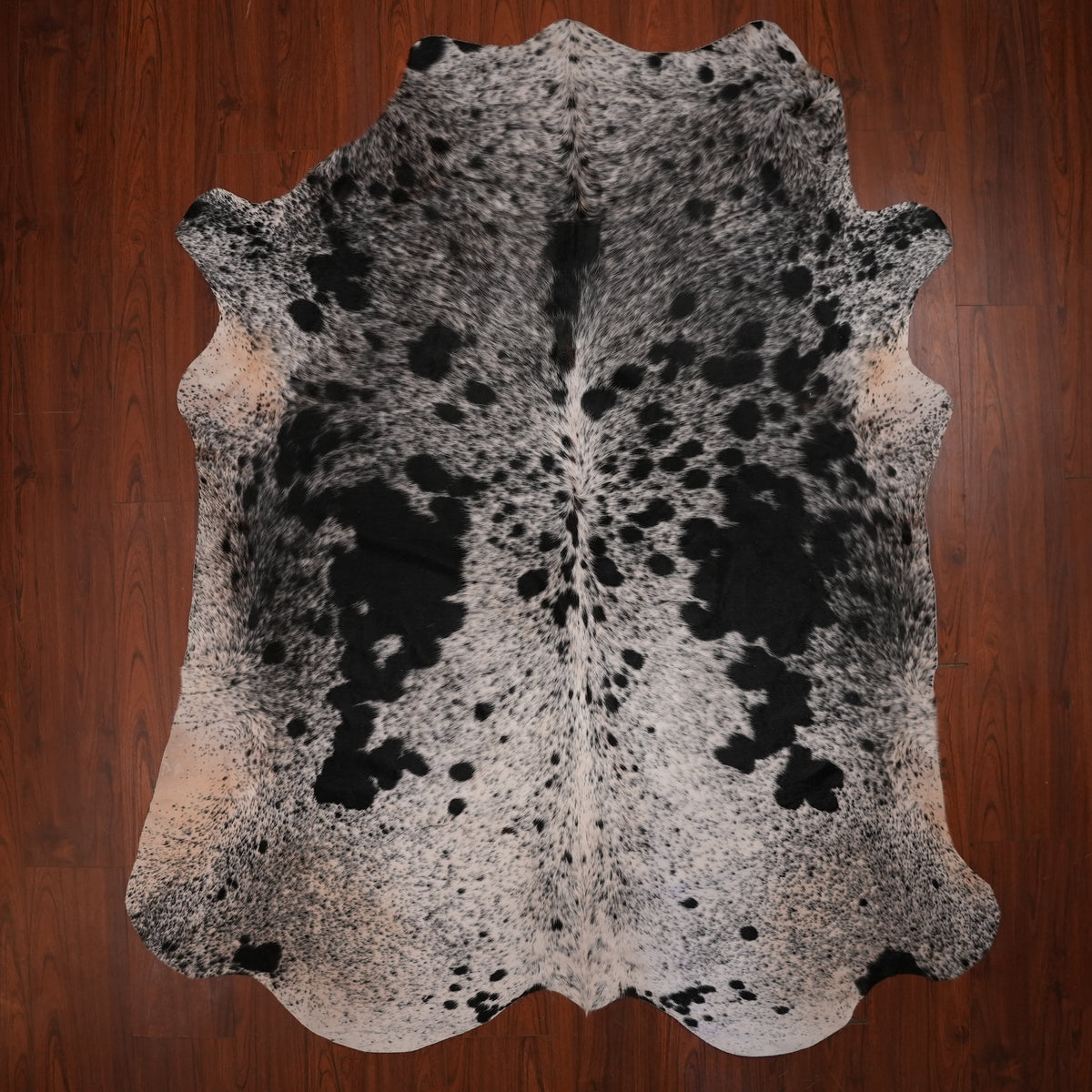 Nguni hide rug in salt-and-pepper brown, 231 x 198 cm, genuine Nguni cow hide