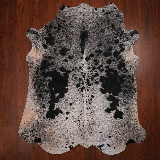 Nguni hide rug in salt-and-pepper brown, 231 x 198 cm, genuine Nguni cow hide