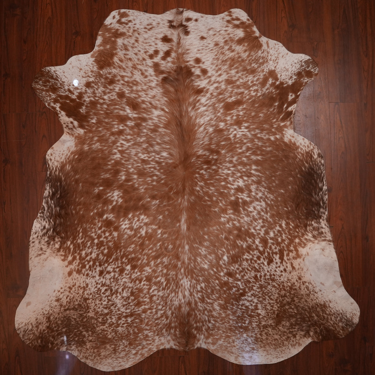 Nguni hide rug in finely speckled brown, 238 x 228 cm, genuine Nguni cow hide