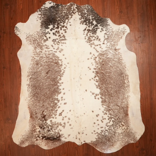 Nguni hide rug in speckled cream brown, 239 x 214 cm, genuine Nguni cow hide